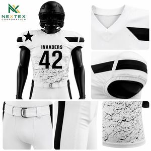 Maßgeschneidertes Herren Grunge Distressed Football-Uniform-Set Sublimations-Gepolstertes Trikot Kompressionshose Invaders-Stil Team-Bekleidungs-Kit - Product Image 5