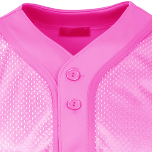 Maillot de baseball rose à col en V, manches courtes, maille respirante, unisexe, adulte, coupe classique, fermeture à boutons, couleur unie, vêtements de sport - Product Image 6