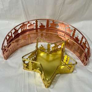 Plateaux décoratifs en métal découpés au laser, motif lune et étoile, or rose, pour le Ramadan et l'Aïd, ensemble de plateaux de service modernes, faits à la main, multi-pièces, décoration - Product Image 5