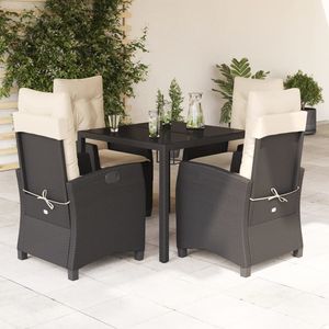 Set da Pranzo da Giardino in Rattan Nero per 4 Persone, Resistente alle Intemperie, Arredamento da Esterno in Stile Contemporaneo - Product Image 1