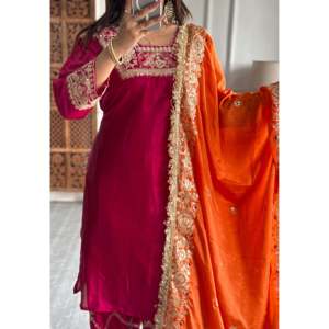 Ropa de fiesta de diseñador para mujer, parte inferior superior y hermoso conjunto Dupatta - Product Image 3