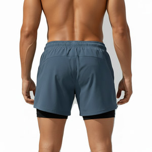Men's Team Sport Shorts 2 in 1 Compression <b>Layer</b> Zip Pockets Moisture Wicking Custom Team Logo Bulk Wholesale OEM Factory - Product Image 2