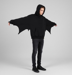 Pull à capuche unisexe en molleton épais style chauve-souris, streetwear déstructuré avant-gardiste, vente en gros - Product Image 1