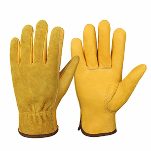 Guantes de Trabajo de Cuero Amarillo, Textura Lisa, Antideslizantes, Resistentes a la Abrasión, Puño Recto, Guantes de Seguridad de Uso General - Product Image 6