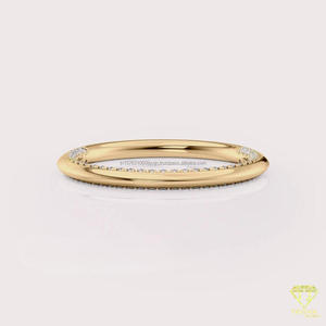 Minimalist Curved Moissanite Diamond Wedding Band Rose Gold Stackable <b>Ring</b> Thin Pave Anniversary Band <b>Dainty</b> Bridal <b>Ring</b> - Product Image 6