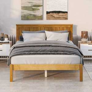 Cama Completa de Madera de Pino Sólido, Diseño Tradicional, Cabecera Marrón Claro, Estilo Plataforma, Resistente, No Plegable, Marca TNT, Binh Duong - Product Image 3