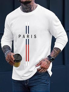 Men's Graphic T shirt Casual Print Stretchy <b>Long</b> Sleeve Crewneck Tee Shirt - Product Image 4