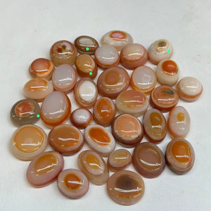 Pierre précieuse Agate œil de chat rayée de couleur orange, taille ovale en forme d'œil, prix de gros pour la fabrication de bijoux - Product Image 1