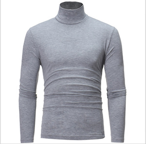 Autumn Winter Men's High Elastic Turtleneck Tights <b>Shirt</b> Top Plain Thermal Long Sleeve Turtleneck <b>Shirt</b> - Product Image 2