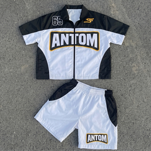 Custom Logo Printed Breathable High Quality Summer <b>Plus</b> <b>Size</b> Thermal Streetwear Windbreaker Set Mens Waterproof Shorts Two Piece - Product Image 1