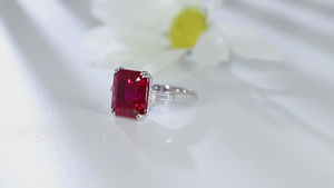 Ruby <b>Emerald</b> Cut Prong Setting Women's Engagement <b>Ring</b> 925 <b>silver</b> Classic Gemstone <b>Ring</b> - Product Image 3