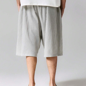 Pantalones Cortos Bermuda de Algodón a Rayas para Hombre, de Calidad Premium, con Cordón en la Cintura, Ajuste Holgado Informal, Cintura Media, Bolsillos, Tejido Transpirable - Product Image 2