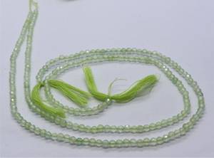 Perles de préhnite naturelle facettées rondes 3 mm, perles de pierre précieuse préhnite, 13 pouces, perles rondes de préhnite naturelle pour la création de bijoux - Product Image 2