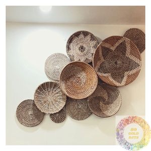 Platos Decorativos Tejidos a Mano, Cestas de Ratán, Arte de Pared de Fibra Natural, Juego de Arte de Pared para el Hogar Moderno, Sala de Estar, Dormitorio, Interior - Product Image 5