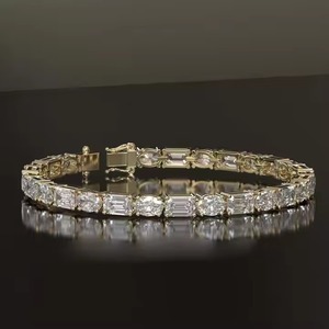 Customized Shape Moissanite Diamond Bracelet Bezel Setting 18K Yellow Gold Diamond Bracelet for Both Men and Women - Product Image 5
