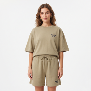 Conjunto de Dos Piezas de Verano para Mujer, Casual, de Punto Sólido, Personalizable, Camiseta y Pantalones Cortos Deportivos con Tela Transpirable Ecológica - Product Image 5