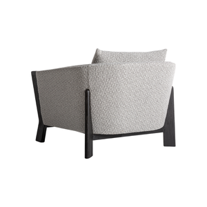 Fauteuil lounge scandinave moderne en teck massif, fauteuil d'appoint rembourré, dossier incurvé, coussin épais, mobilier d'intérieur élégant - Product Image 4