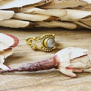 High Demand Vintage Quartz <b>Ring</b> Filigree Bedded Texture Brass <b>Ring</b> <b>Statement</b> 18k Gold Plated <b>Ring</b> Handmade Womens Wholesale <b>Ring</b> - Product Image 3