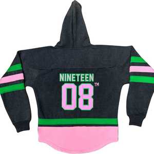 เสื้อฮู้ดฮอกกี้สีดำล้างสีแบบ AKA ปักลายตัวอักษรกรีก ยูนิเซ็กส์ สวมใส่สบาย สไตล์สตรีทแวร์ ทรงพอดีตัว - Product Image 2