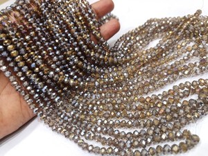 Perles de quartz fumé brun hydro AB mystique, facettées en rondelle, 6 mm, brin de 15 pouces - Product Image 3