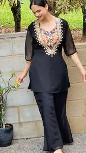 Traje Palazzo de Diseño Moderno Listo para Comprar, con Blusa y Bordado de Lentejuelas, Ideal para Bodas, Precio al por Mayor - Product Image 6