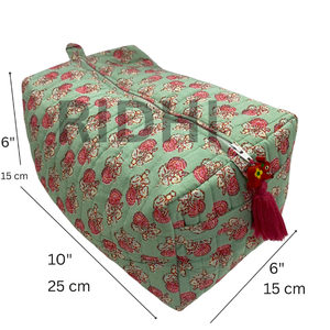 Trousse de maquillage matelassée en coton doux effet jade, avec fermeture éclair, écologique, grande, réutilisable, imprimée style bohème, personnalisable, pour usage quotidien - Product Image 2