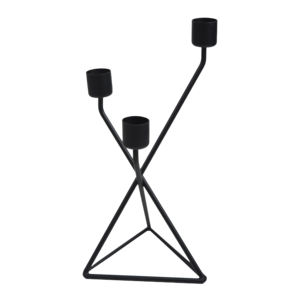 Porte-bougie classique au design ironique avec finition peinte en noir, support simple pour bougie, décoration pour la maison, la villa, les dîners et les mariages - Product Image 4