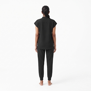 Ensemble de blouses médicales noires pour femmes, en coton et polyester tissé, pantalon et haut sans manches, tenue de travail médicale - Product Image 6