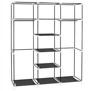 Organizzatore Portatile a Doppia Asta per Armadio, 175 cm, in Tessuto Non Tessuto, Nero - Product Image 3