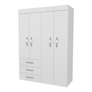 Armadio spazioso a 4 ante bianco FM FURNITURE Laurens con cassetti e ripiani multiuso - Product Image 5