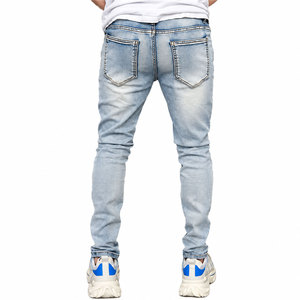 Último Diseño: Jeans Ajustados Rasgados y Desgastados para Hombre, Pantalones de Mezclilla Slim Fit, Estilo Urbano, Moda Casual, Venta al por Mayor Personalizada OEM - Product Image 3