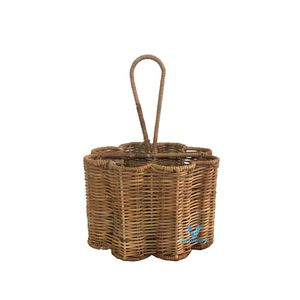 Support à ustensiles de cuisine tressé à la main en jonc de mer, jacinthe d'eau et rotin – Organisateur de couverts naturel pour comptoir de cuisine - Product Image 3