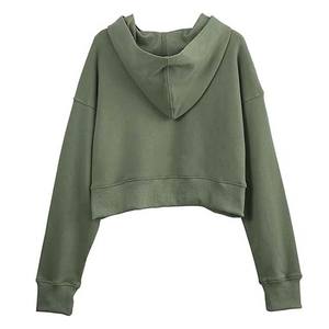 Hoodie court oversize élégant pour femme, 100 % coton, respirant, avec logo avant, service OEM disponible, prix de gros - Product Image 2