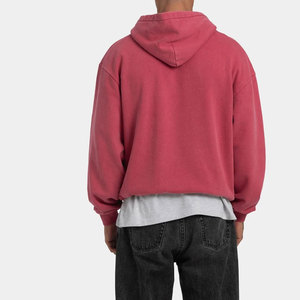 Men's Oversized Pullover Acid Wash Hooded Solid Plain Color Fleece Casual <b>Red</b> <b>Hoodies</b> Pocket Design Winter Wear Styles - Product Image 5