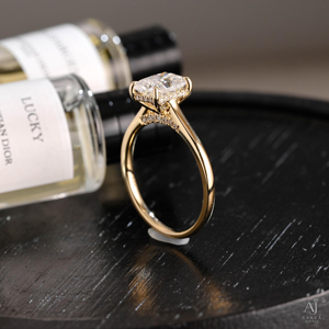 Anillo de compromiso de moissanita con corte Ruf, plata de ley 925, chapado en oro y rodio, engaste de púas, solitario, para mujer - Product Image 4