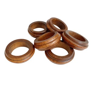 Ensemble de 5 anneaux de serviette en bois, design moderne et luxueux, largeur 4,5 cm, durables, écologiques, décoration de table ronde pour mariage et dîner - Product Image 3