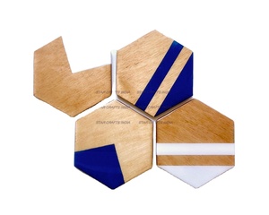 New Arrival Unique Design Square Acacia Acacia Wood and <b>Epoxy</b> Resin Best Coasters for Office & Home From SCI - Product Image 1