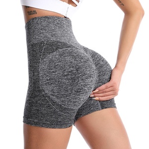 Shorts de Yoga de Cintura Alta para Mujer, Color Gris Sólido, Elásticos, Transpirables, Deportivos, Ajustados - Product Image 4