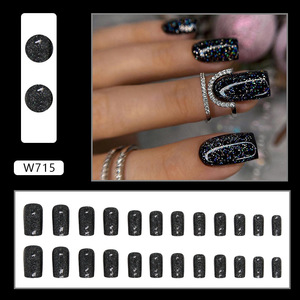 <span class=keywords><strong>Uñas</strong></span> Postizas Cuadradas Negras Cortas de <span class=keywords><strong>Navidad</strong></span> al por Mayor, <span class=keywords><strong>Uñas</strong></span> a Presión Personalizadas de Alta Calidad con Marca Privada - Product Image 2