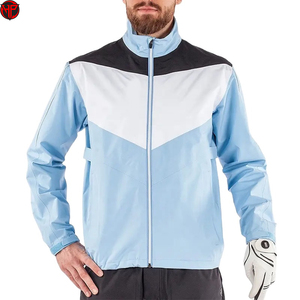 Men's Color Block <b>Waterproof</b> Golf <b>Jacket</b> Full Zip Stand Collar Breathable Lightweight Hard Shell Outerwear <b>Jacket</b> - Product Image 1