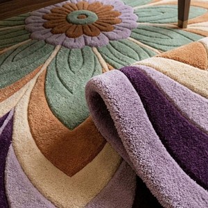 Modern Flower Shaped Area Rug Purple Lavender Sage Green Peach Mandala Hand Tufted Carpet Living Room Bedroom Luxury Floor Decor - Product Image 6