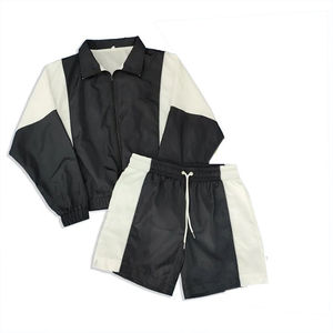 Lightweight Unisex Windbreaker Shorts Set Hooded Zip <b>Jacket</b> 100% Cotton Knitted Winter Sportswear Casual Two Piece Outfit Custom - Product Image 1