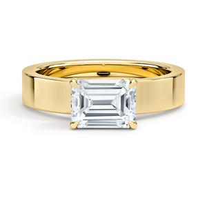 Belle bague solitaire fabriquée en or jaune massif 14 carats - Product Image 1