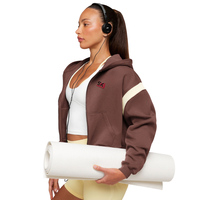 Sweat à capuche zippé color block coupe ample, veste pull personnalisable avec logo, streetwear automne-hiver
