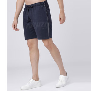 Pantalones Cortos Bermuda de Algodón Azul Marino Sólido para Hombre, con Logotipo Frontal, Cintura con Cordón, Estilo Casual, Secado Rápido y Ecológicos - Product Image 2