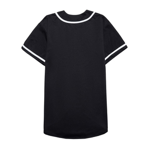 Solid Black Baseball Jersey with White Trim Classic Button Down V Neck Performance <b>Athletic</b> Shirt Uniform - Product Image 3