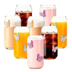 Creative Noël Vacances Café Boisson Verres À Bière Réutilisable 16oz Arc Décoration BPA Tasse À Boire Paille Tasse En <span class=keywords><strong>Verre</strong></span> pour Lait - Product Image 3