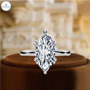 แหวนเพชรทรงมาร์คีส์ 1 กะรัต เพาะเลี้ยงในห้องปฏิบัติการ ทองคำขาว 14K แหวนแต่งงาน แหวนเพชรเม็ดเดี่ยวสำหรับเจ้าสาว แหวนรับรองโดย IGI แหวนวันครบรอบ - Product Image 1