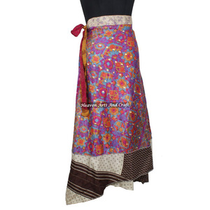 Falda Larga de Seda Mágica Vintage para Playa, Estilo Halter Tubo, Reversible de 2 Capas, Tipo Sari Indio - Product Image 3