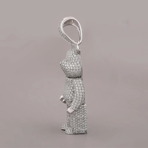 <b>Cute</b> Animal <b>Bear</b> Pendant Rhodium Plated Micro Pave Diamond Charm Themed Jewelry Unisex Fashion Accessory - Product Image 4